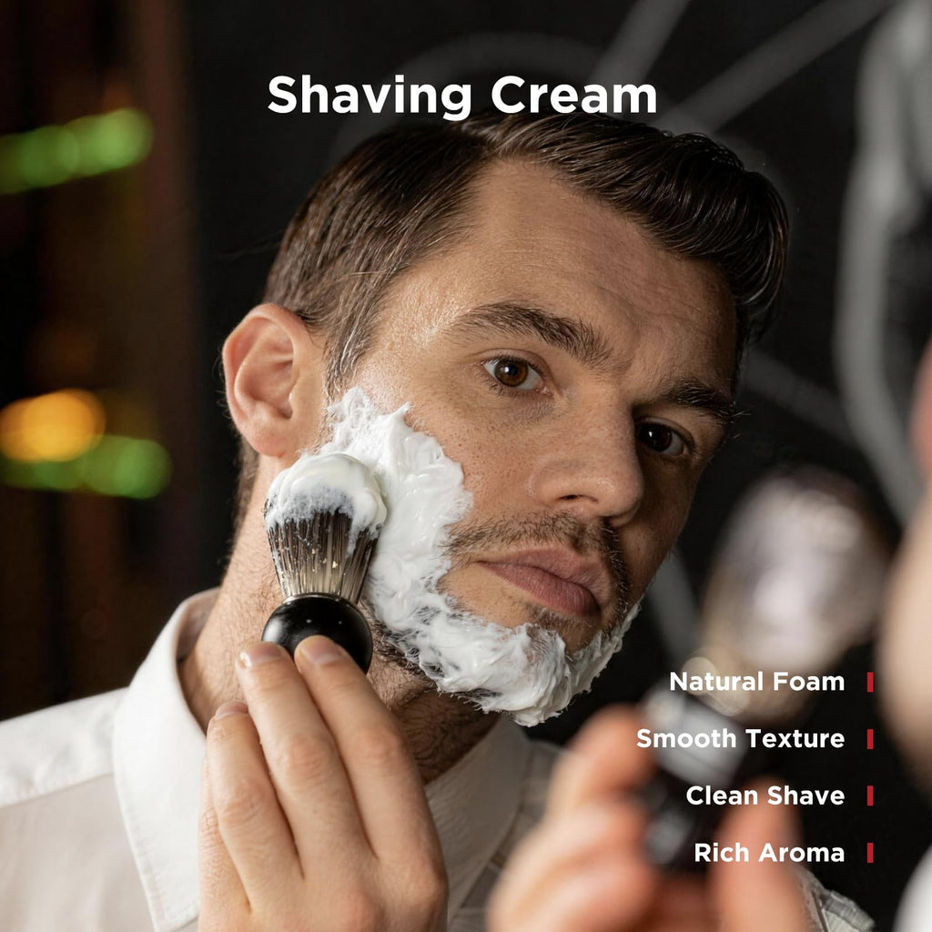 Men's Grooming Gift Set, 5-Pcs Shaving Kit with Face Scrub, Shaving Cream, After Shave Balm, Shaving Brush, Beard Oil