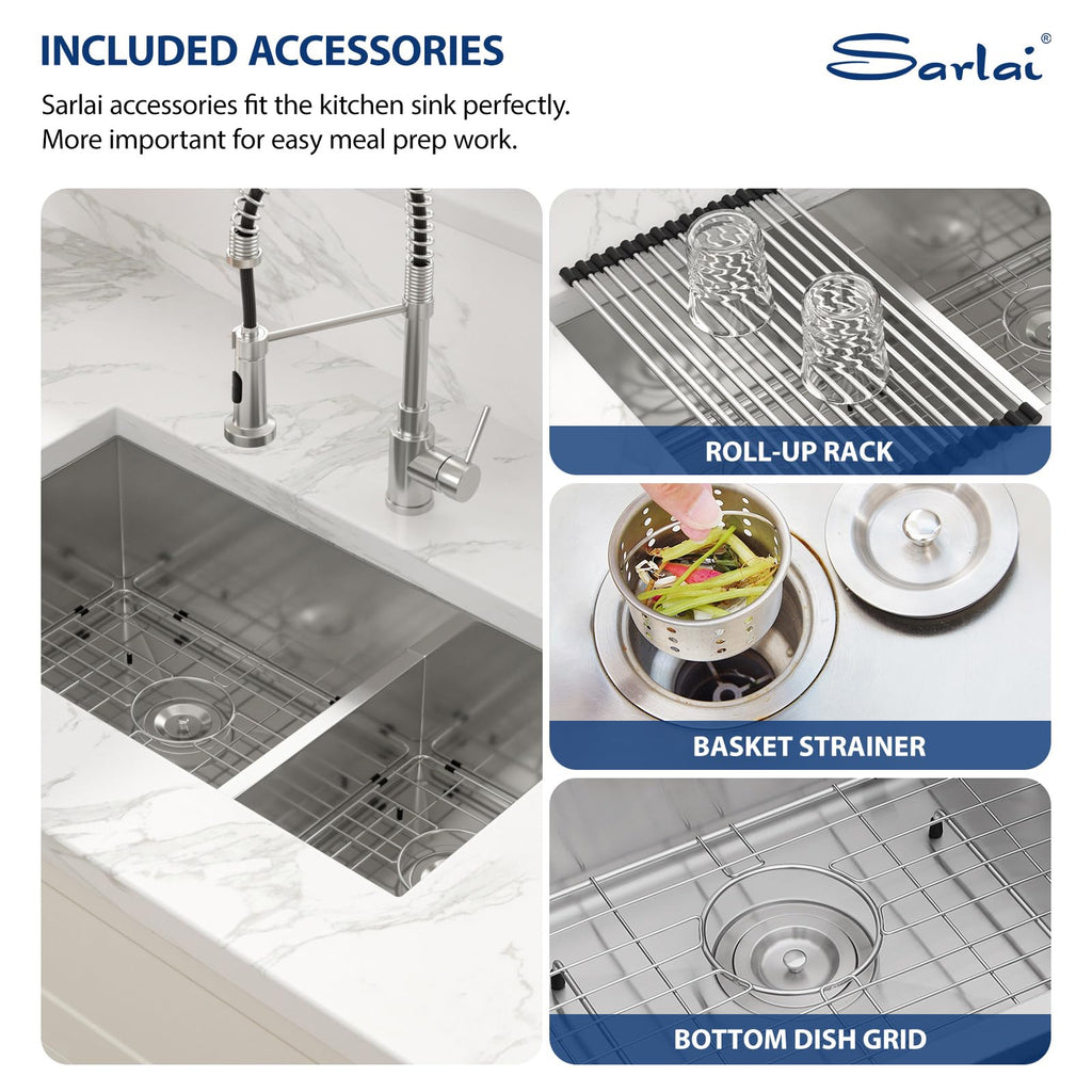 36 Undermount Kitchen Sink - 36" x 19" Undermount Double Bowl Sink 60/40 Low Divide Stainless Steel 16 Gauge Under