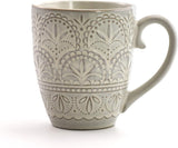 White Lace 16 Piece Round Scallop Stoneware Dinnerware Set in White