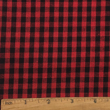 72x57 Inch Red and Black Check Vintage Homespun Fabric