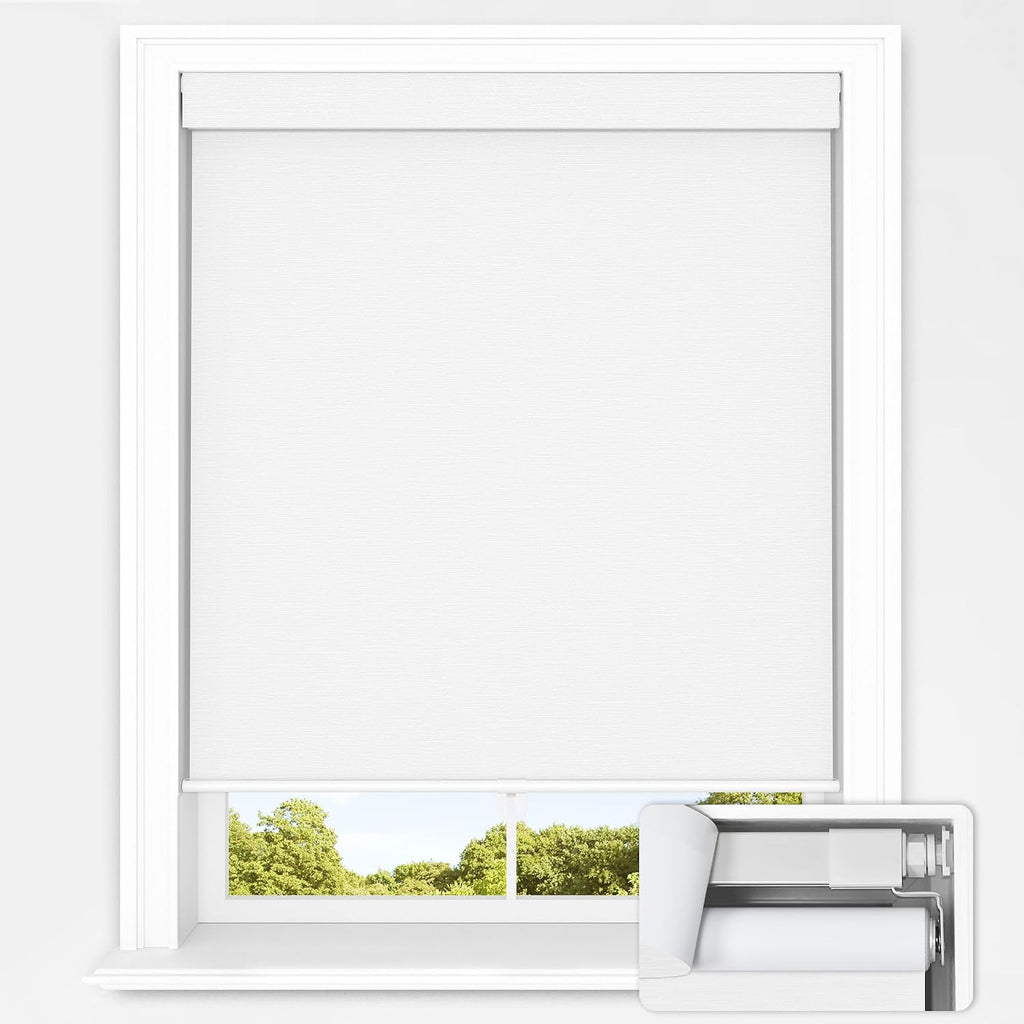 No Tools No Drill Cordless Blackout Roller Shades for Indoor Windows, Easy to Install, Darkens Rooms, Blocks Heat