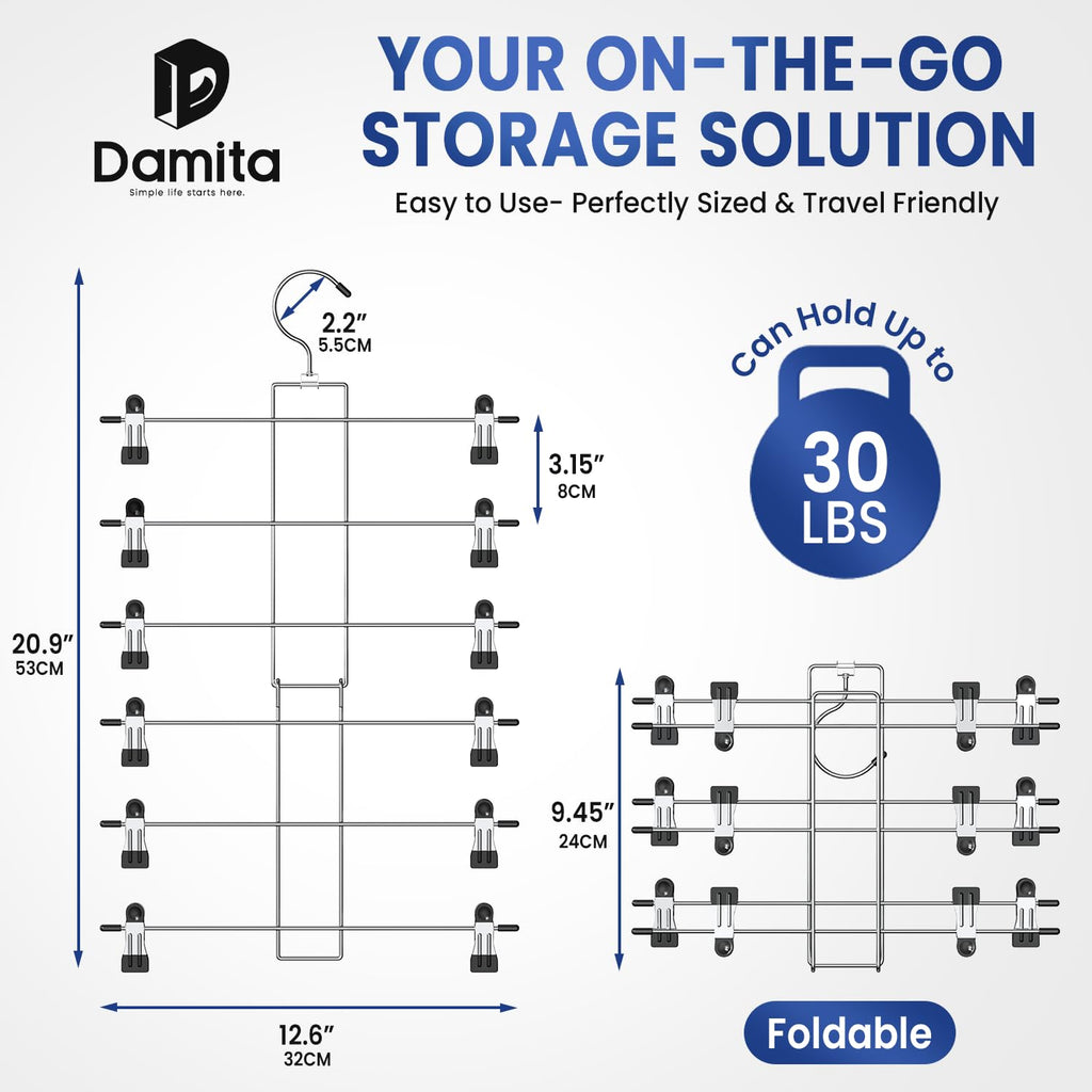 Skirt Pants Hangers with Clips Space Saving Hanging Closet Organizer 6 Tiers Hanger with 360° Swivel Hook