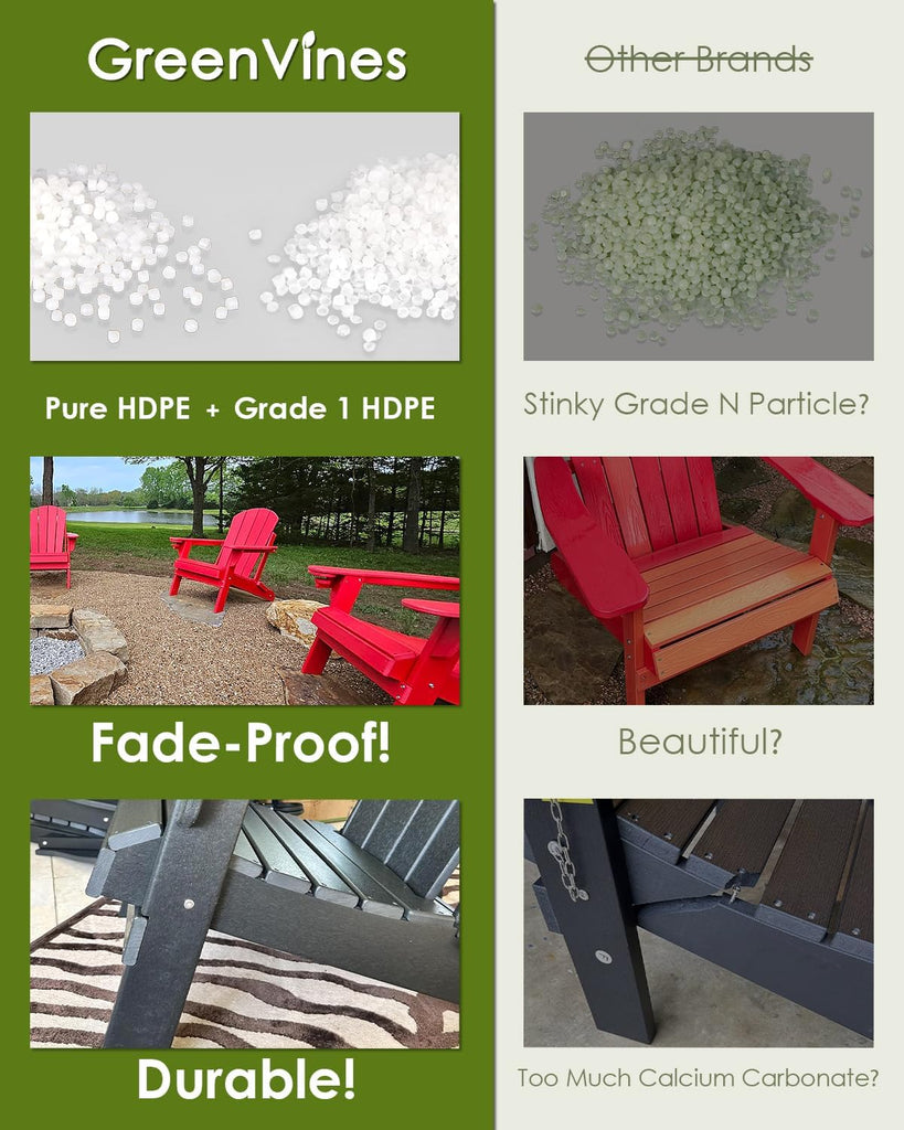 Folding-Adirondack-Chairs Set of 2, HDPE All Weather, Blue | Hidden Cup Holder | 5" Wide Armrests | Foldable Fire Pit
