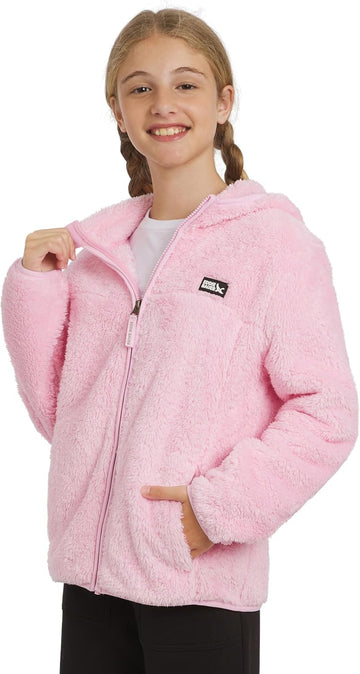 Girls' Quest Plush High Pile Faux Sherpa Hooded Jacket