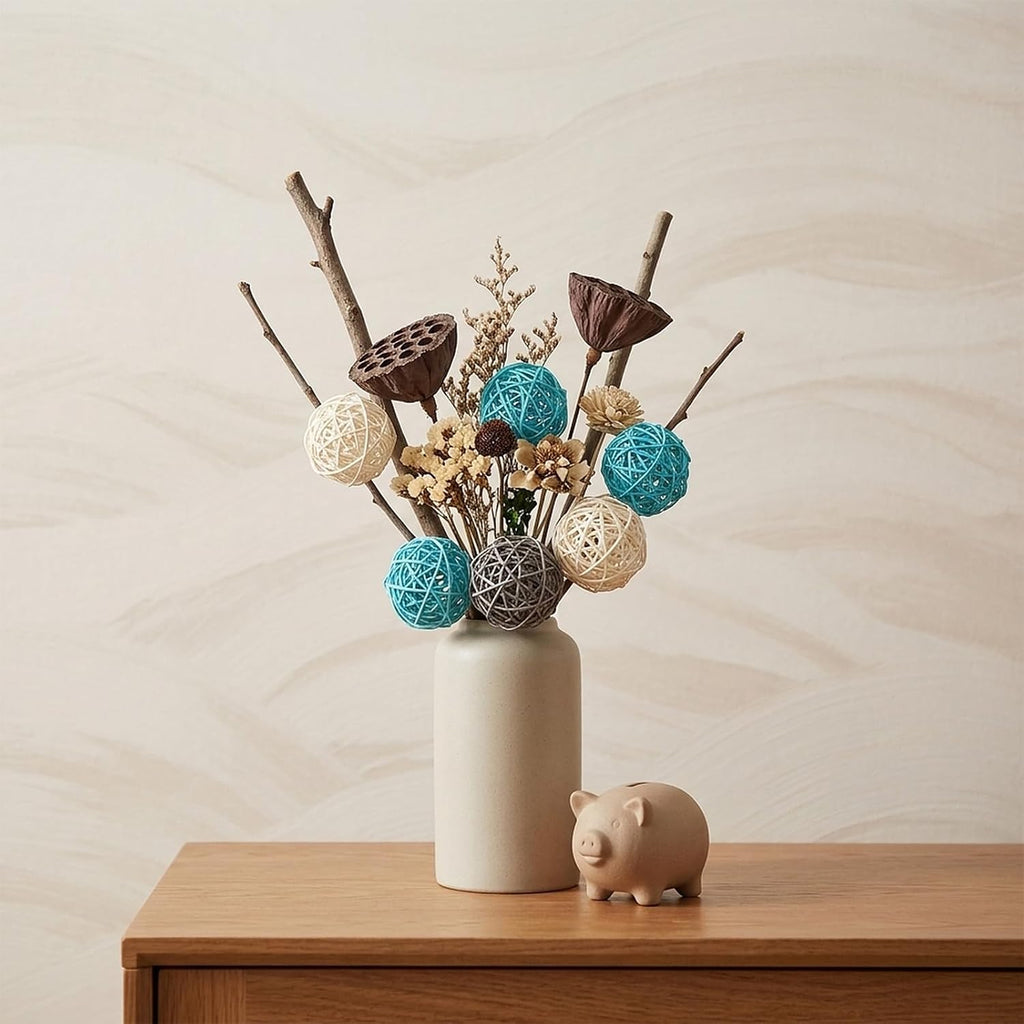 Wicker Rattan Balls, 3.15 Inch Decorative Orbs Vase Fillers, Bowl Fillers Decor, Wedding Centerpieces, Rustic - Set of 15