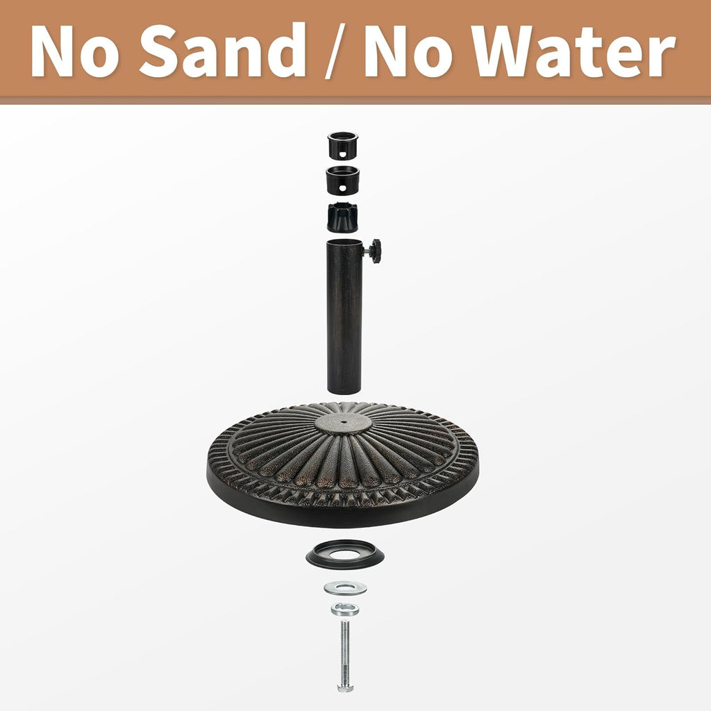 40lb Patio Umbrella Base - No Filler Required Heavy Duty Outdoor Umbrella Base Stand Pool, Balcony, Beach, Bronze
