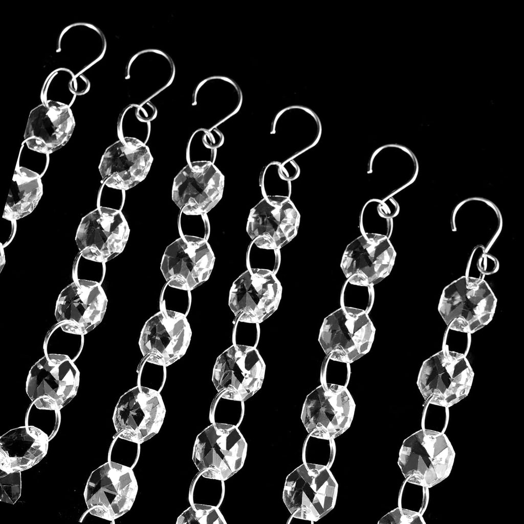 52 Feet K9 Crystal Garland Strands, 14mm Crystal Chandelier String Beads Chain Clear Octagon Prism Diamond String for