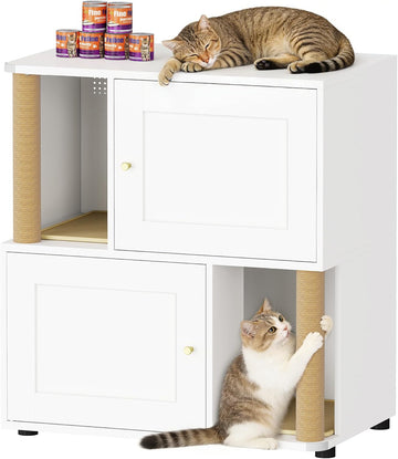 Double Cat Litter Box Enclosure, Litter Box Cabinet for 2 Cats, Hidden Cat Litter Box Furniture, Dog-Proof Litter Box