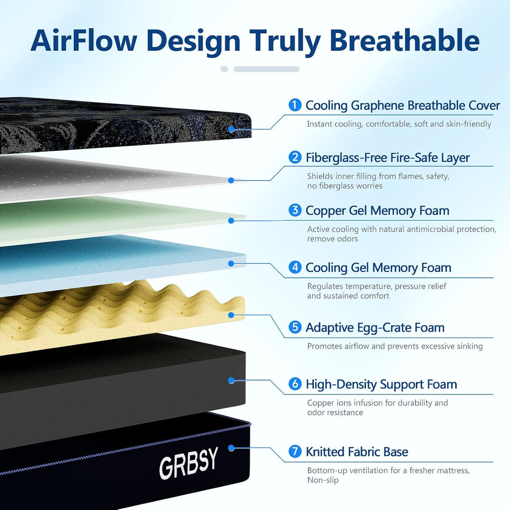 14 Inch Queen Size Mattress, Upgraded Luxury Cooling Gel Queen Memory Foam Mattress In a Box with 7-Zone Support for
