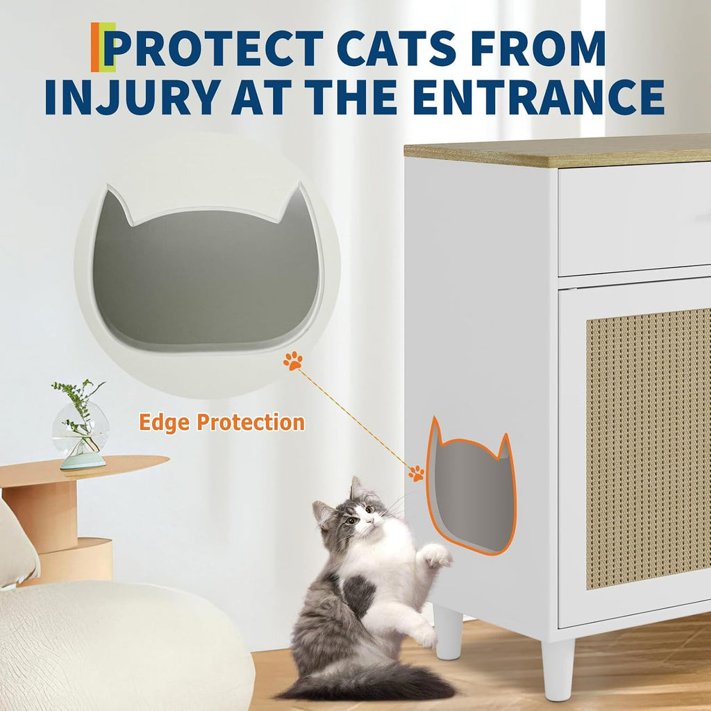 Hidden Cat Litter Box Enclosure Furniture Wooden Litter Cabinet