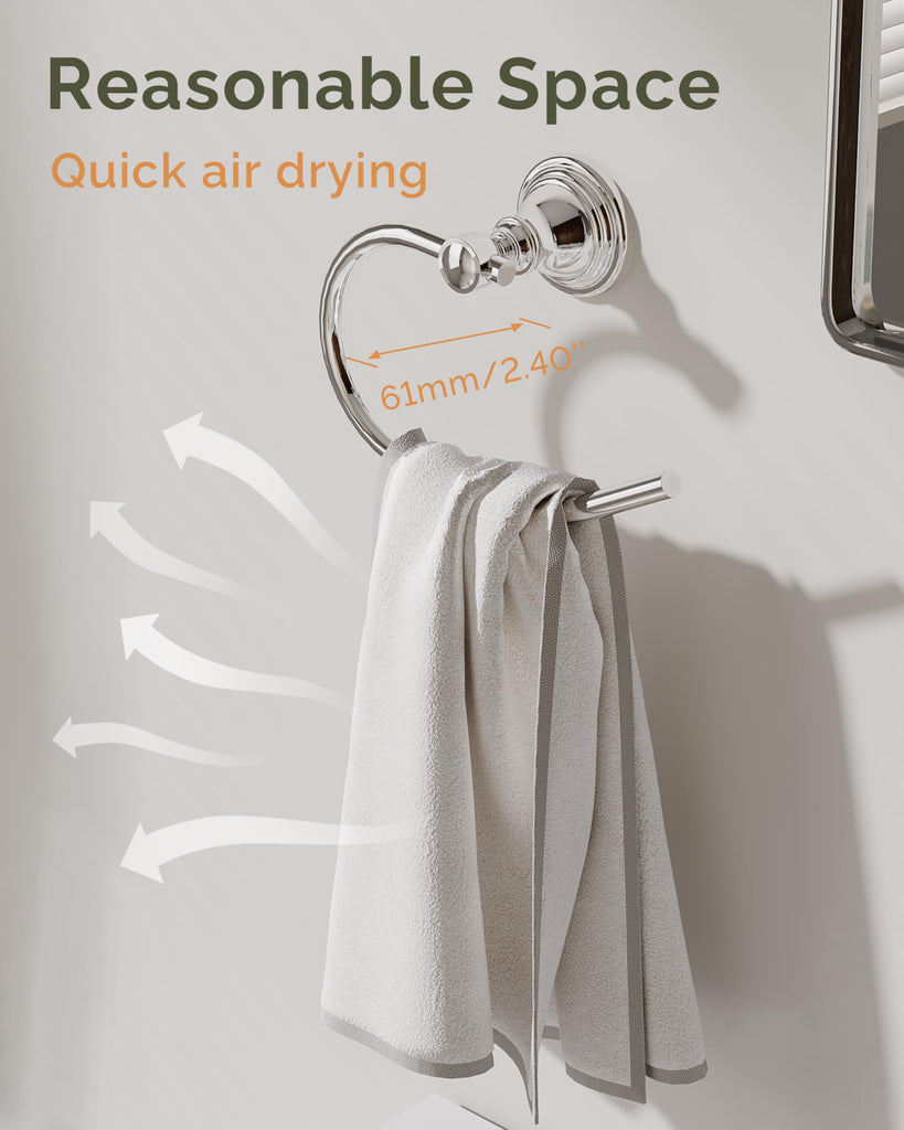 Chrome Towel Ring Wall Mounted, Towel Holder 2 Pack