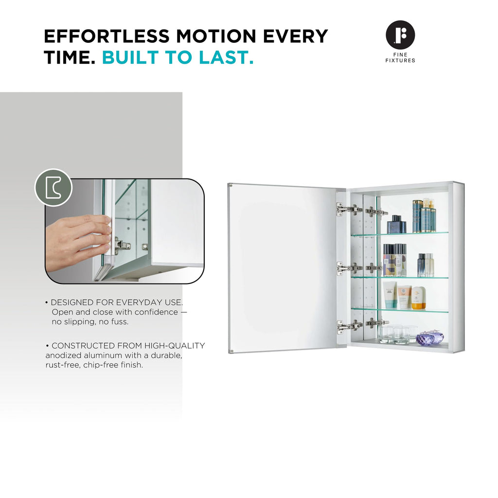 24" x 30" Bathroom Medicine Cabinet, Aluminum Bathroom Vanity, Recessed Medicine Cabinet/Surface Mount, Left and