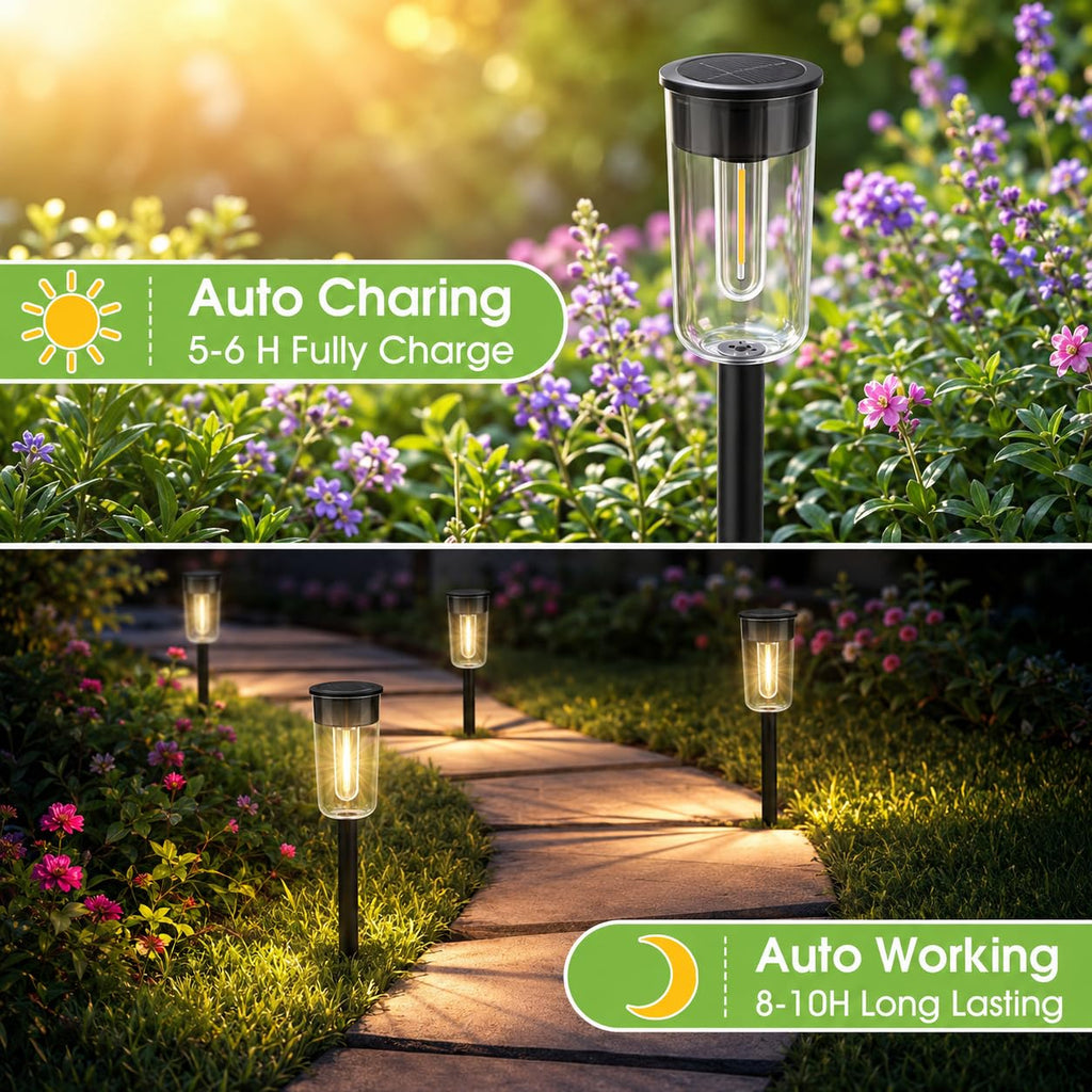 Solar Pathway Lights Outdoo 8 Pack, Bright Solar Path Lights Outdoor, IP65 Waterproof Solar Garden Lights Solar
