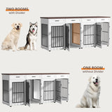 86.7 in Dog Crate Furniture for 2 Dogs, Extra Large Double Dog Cage Furniture TV Stand with Removable Divider