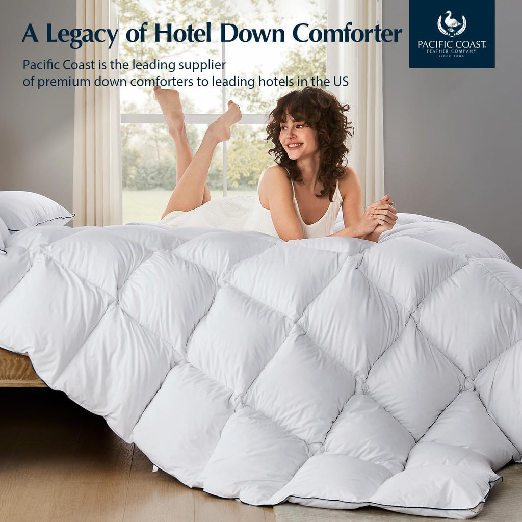 Luxury White Goose Feather Down Fiber Comforter Queen, All Season Hotel Collection Duvet Insert, Ult