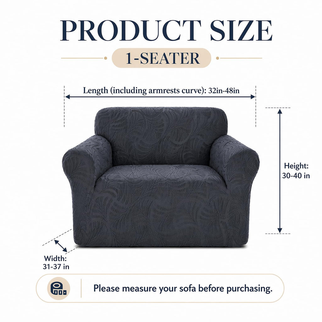 Sofa Slipcover - Stretch 1 Piece Couch Covers for 1 Cushion Sofa Jacquard Washable Sofa Covers with Elastic Bottom