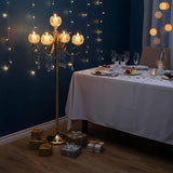 Gold Floor Candelabra for centerpieces, 45.3in Tall 5-Branch Candle Holder with Crystal Beaded Chandelier Holder Standon