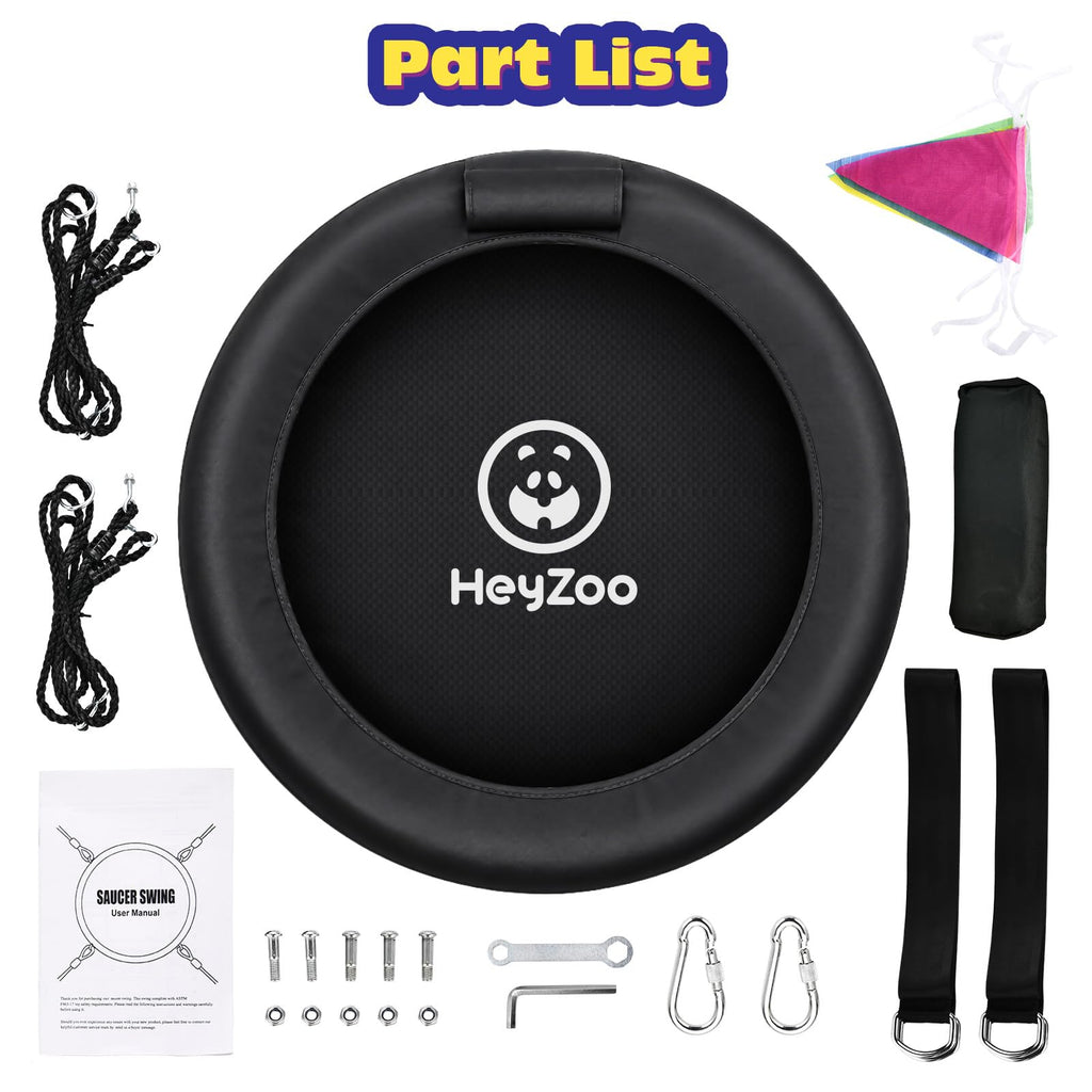Tree Swing, 48 inch Saucer Swing for Kids, for Outdoor Backyard, Black