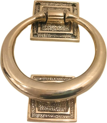 Beautiful Brass Ring Door Knocker Mounting Hardware Home Decoration Smooth Round Shape 5" Diameter Front Door Knocker