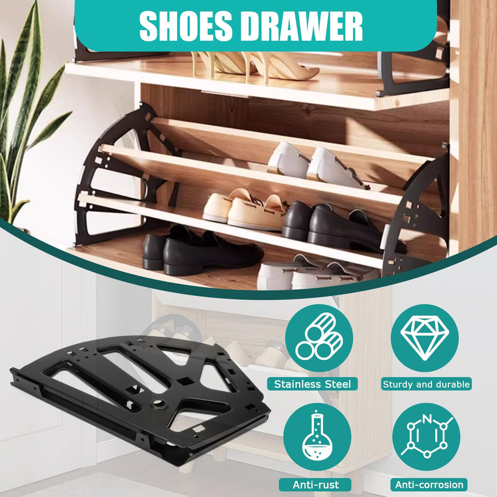 1 Pair Black Shoe Cabinet Hinges 3 Layers