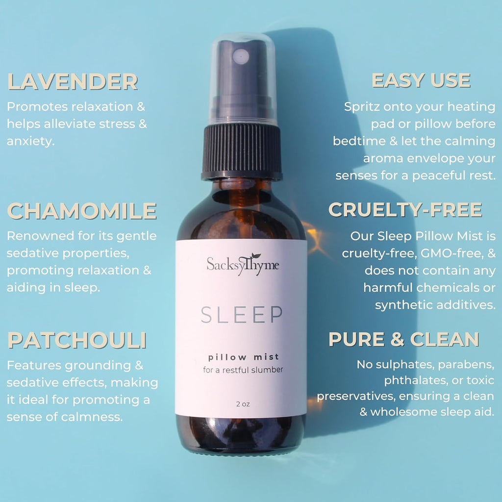 Sleep Pillow Spray for Relaxation - Natural Lavender Chamomile Aromatherapy Mist, Plant-Based Calming Linen & Bedroom - Set of 2