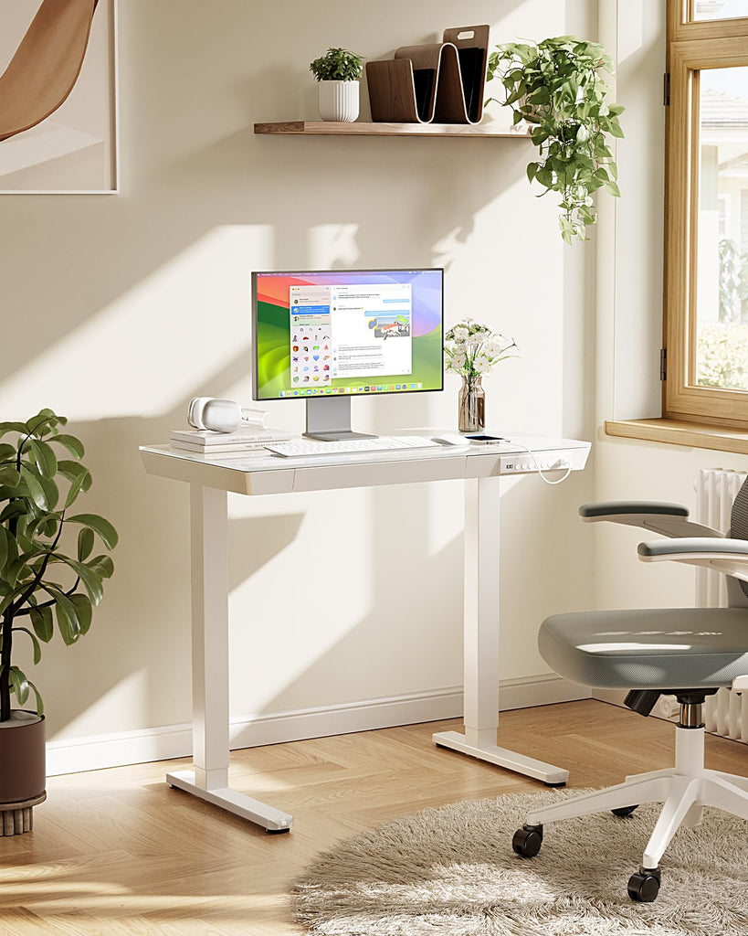 Glass Standing Desk, 35 x 20 Inch Small Sit Stand Desk