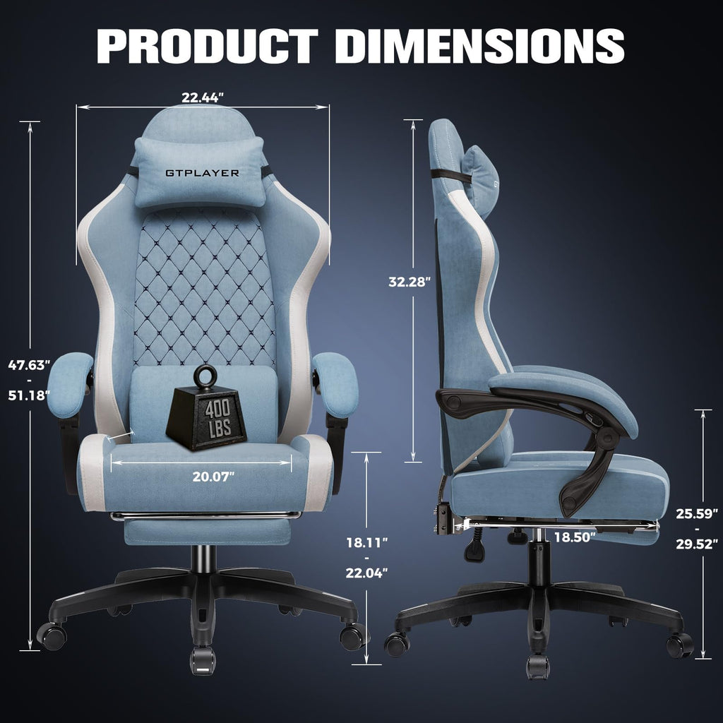 Big and Tall Gaming Chair 350lbs Heavy Duty Office Chair with Foot Rest, High Back Pocket Spring Ergonomic Computer
