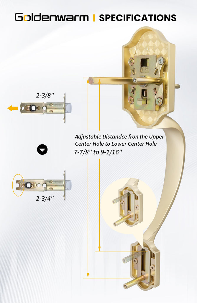 Front Door Handle, Gold Door Handle Exterior No Lock