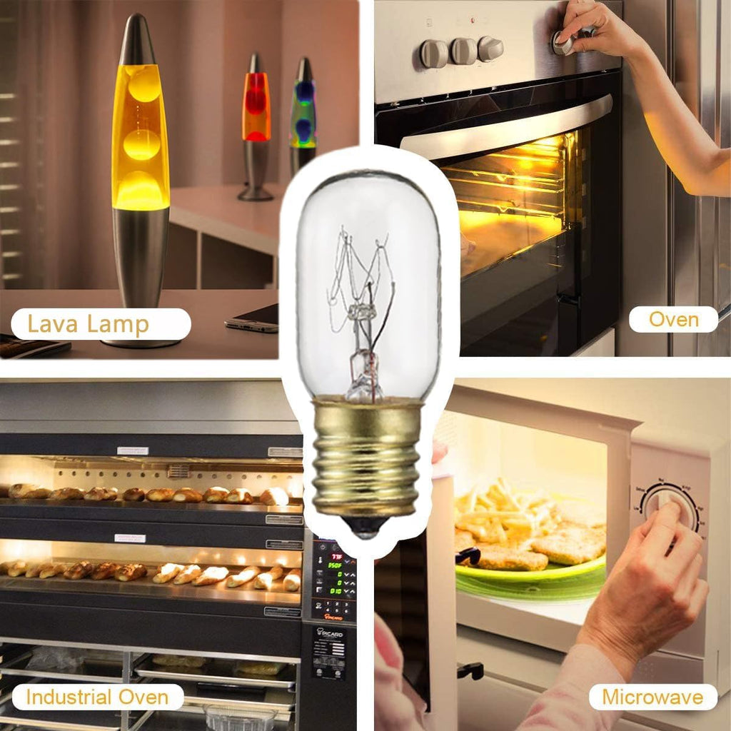 Appliance Light 40 Watt Bulb,High Temp Resistance Microwave Oven Bulb, E17 Indicator Intermediate Base T8 Tubular