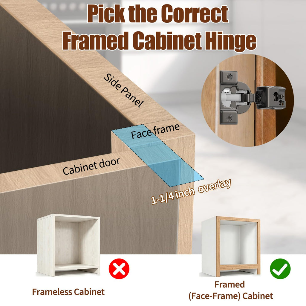 1-1/4" Face Frame Soft Close Hinges Cabinet 10Pack