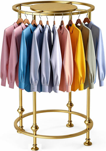 Round Garment Rack for Retail Display - Heavy Duty Clothing Rack Gold