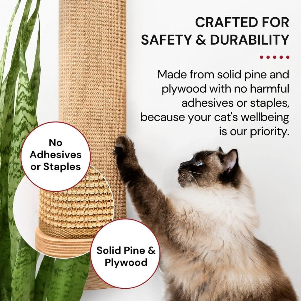 Wall Mounted Cat Scratcher, Replaceable Sisal Scratching Post