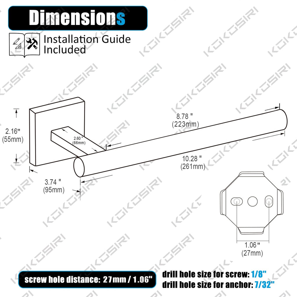 Towel Bar Matte Black Bathroom Hardware Hand Towel Rails Wall Mounted Kitchen Toilet Cabinet Paper Holder, Stainless