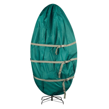 Christmas Tree Storage Bag - Upright Zippered Canvas Cover for 9-Foot Artificial Trees with Buckle Straps and Cinch
