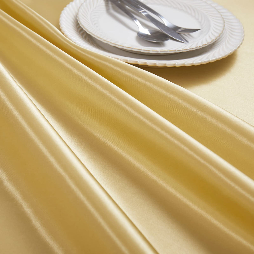 4 Pack Gold Satin Tablecloth, 58 x 102 Inches, Rectangle