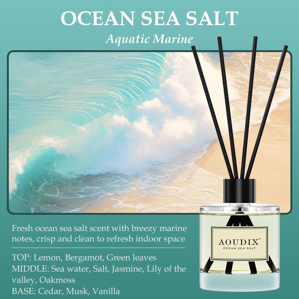 Reed Diffuser Set of 3, 50 ml Lily Jasmine/Eucalyptus Mint/Ocean