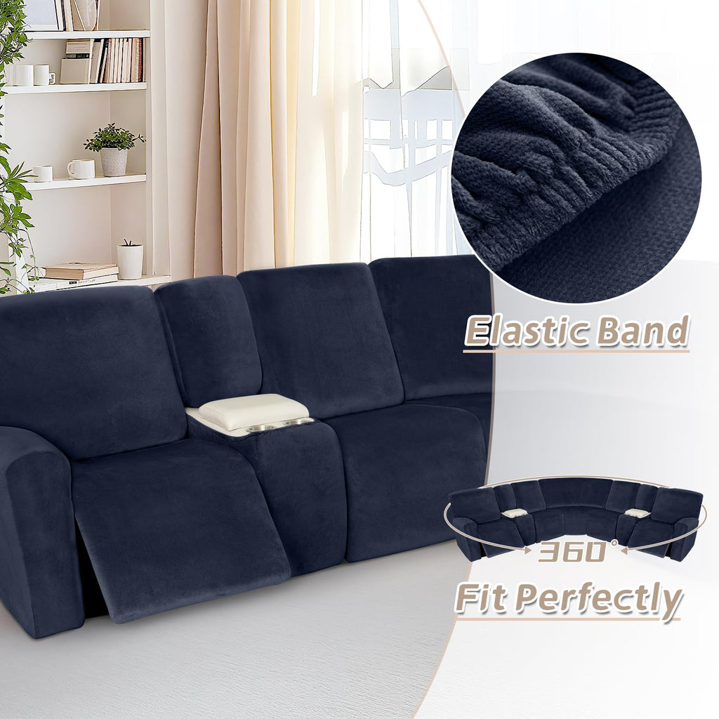 Sectional Recliner Couch Covers Velvet Washable Corner Sectional Sofa Cover for Reclining Couch Stretch Soft Thick L