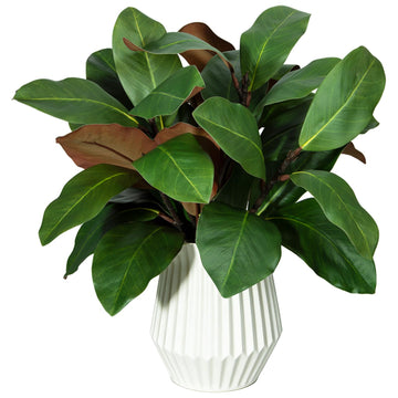 Artificial Magnolia Leaves Branches Fake Greenery Leaf Faux Magnolia Stems Leaves for Indoor Outdoor Vase Home Office