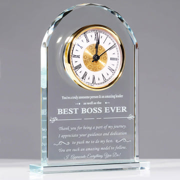 Best Boss Birthday Gifts for Women Men, Meaningful Boss Appreciation Gift for Female, Laser Engraving Glass Table