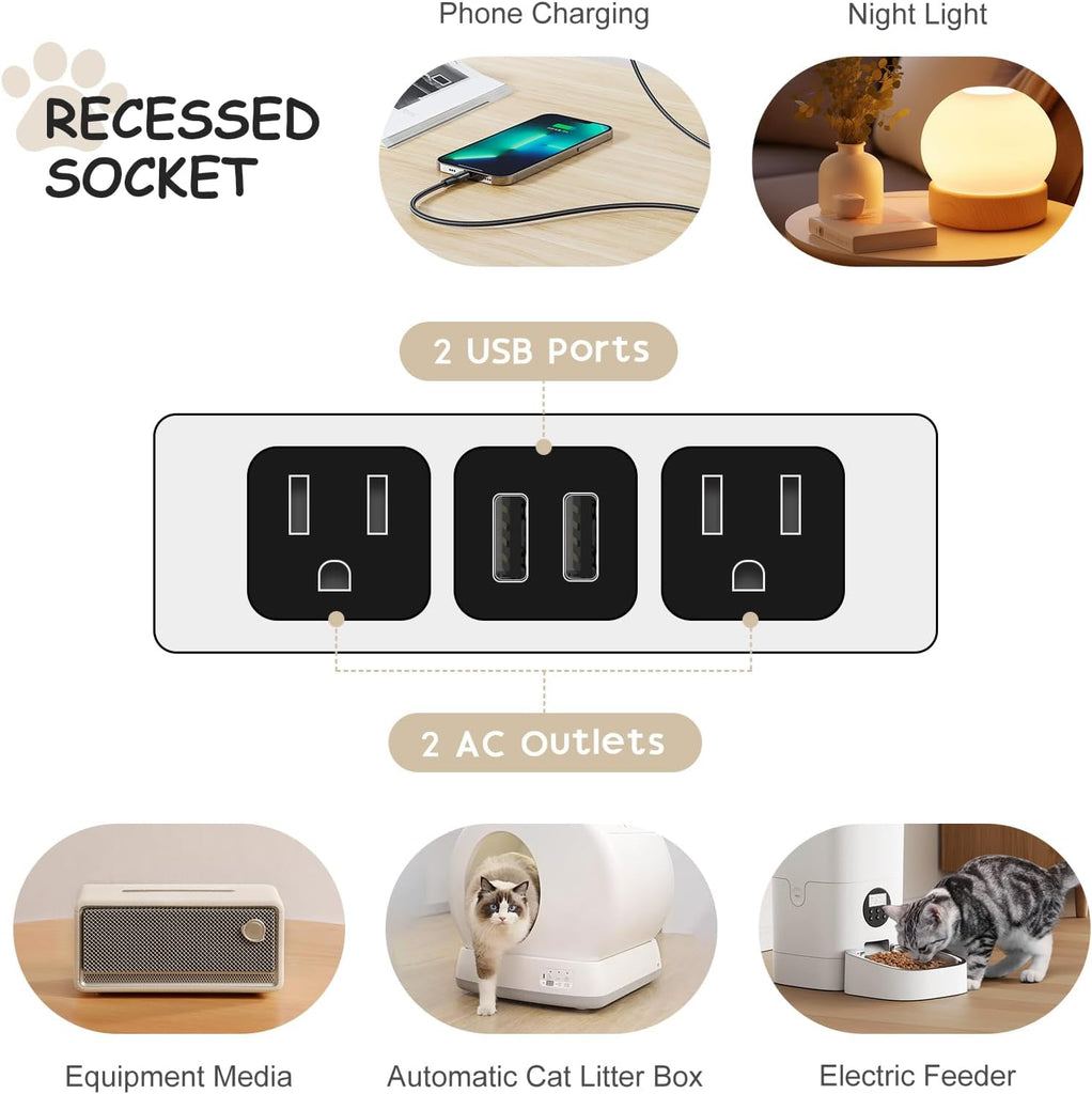 Cat Litter Box Enclosure, Litter Box Furniture for 2 Cats, Litter Box Enclosure with Socket (Black)