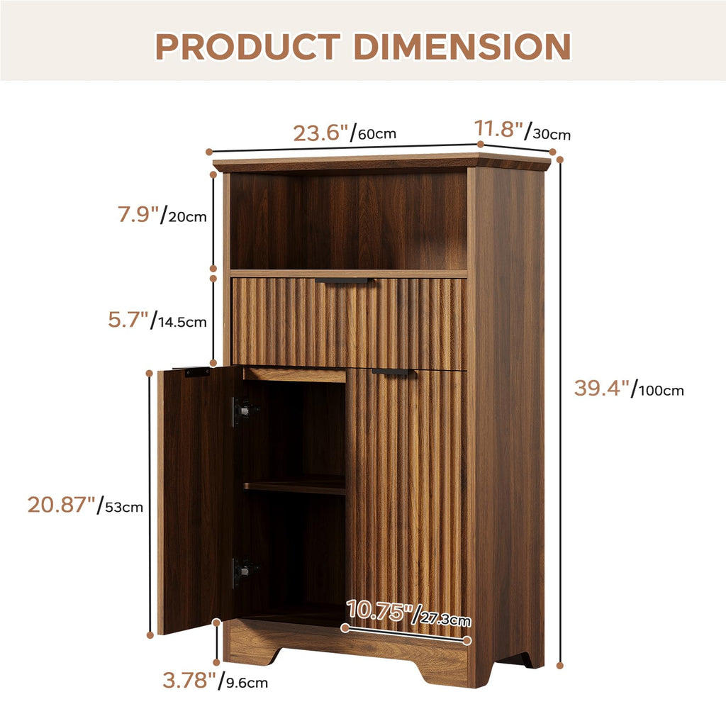 Fluted Buffet Cabinet with Storage, Modern Coffee Bar Cabinet