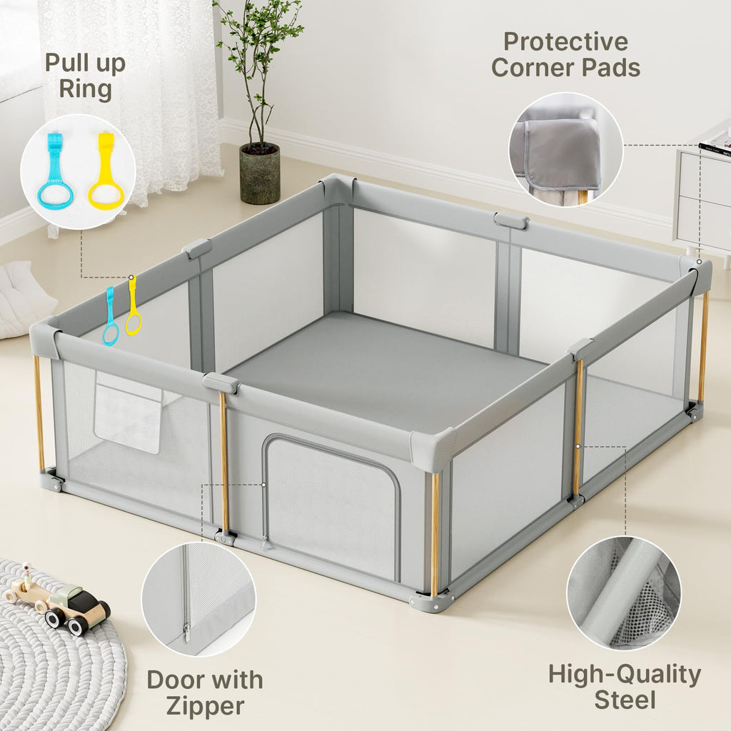 Foldable Baby Playpen with Mat, 50x50 Foldable Play Pen for Babies and Toddlers, Baby Playpen with Portable Design