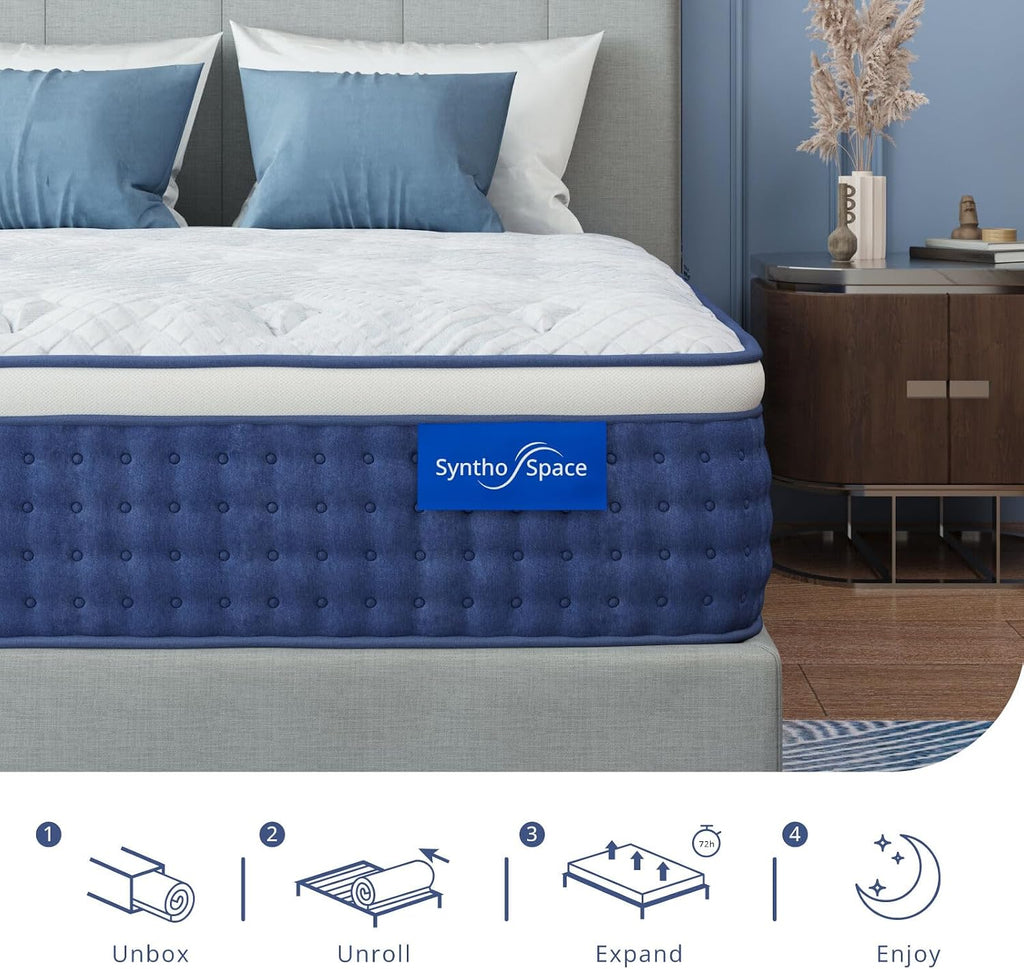 King-Size Hybrid Mattress 14 Inch King Mattress in a Box | Pocket Springs for Motion Isolation & Pressure Relief