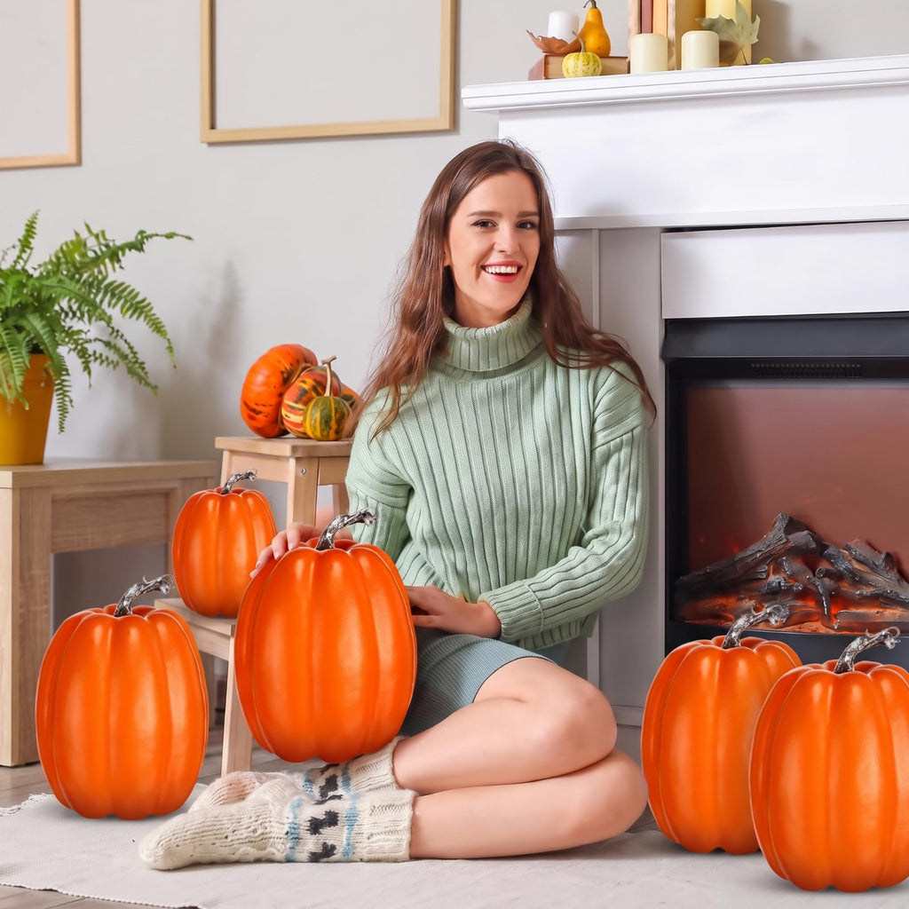 6 Pcs Large Pumpkins for Outdoor Porch 7.48'' Fall Decor