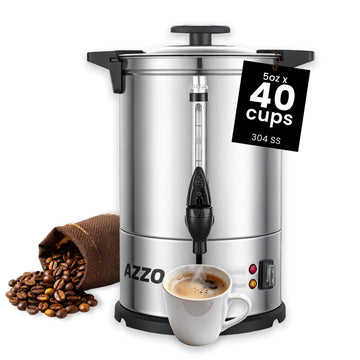 Commercial Coffee Maker 40-Cup Large Coffee Urn with Percolator Coffee Pot Electric 6L Stainless Steel Fast Brew Hot