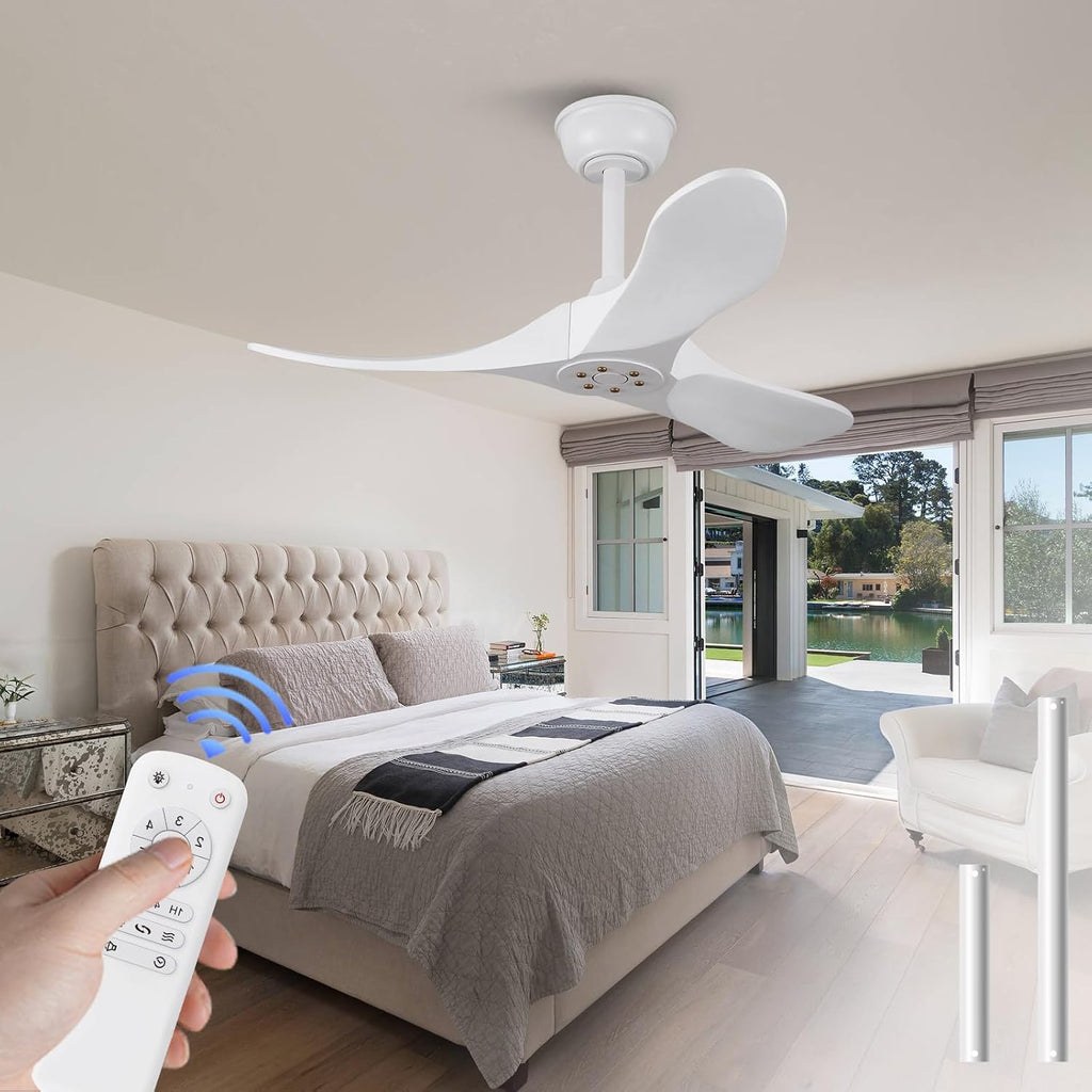 Inspired Maverick Style 36 Inch Solid Wood Ceiling Fan with Remote,White Ceiling Fan no Light,6 Speeds,Noiseless,Reversible DC Motor,Modern Ceiling Fans without Lights for Outdoor Indoor Bedroom Farmhouse,Patios A101-B0DFTDTVZZ