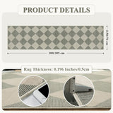 Checkered Print Rug Runners for Hallways 2.5x10, Green Kitchen Runner Rugs Non Skid Washable Ultra T