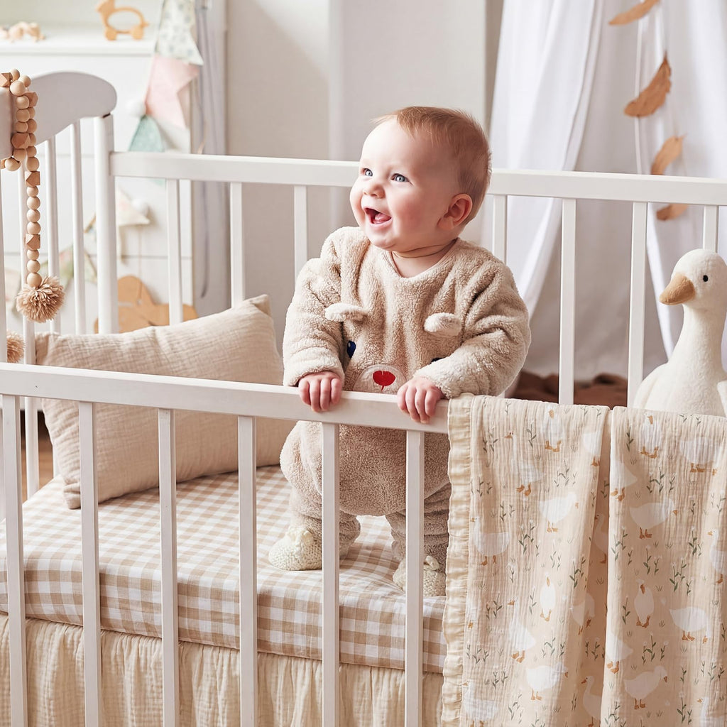Goose Crib Bedding Set of3 with Sheet Quilt Bed Skirt