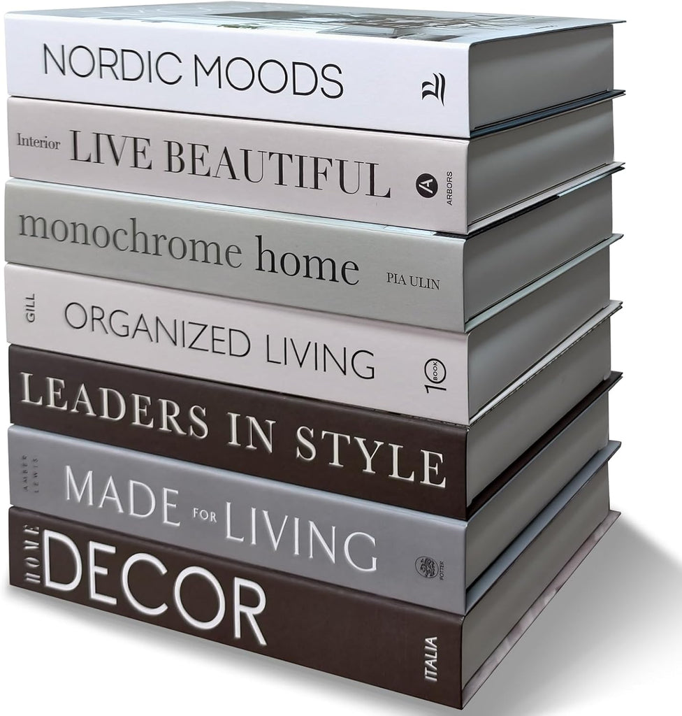 Decorative Books Decor - 7 Pcs Fake Books for Decoration, Faux Stack for Bookshelf, Coffee Table, Designer Decor Set