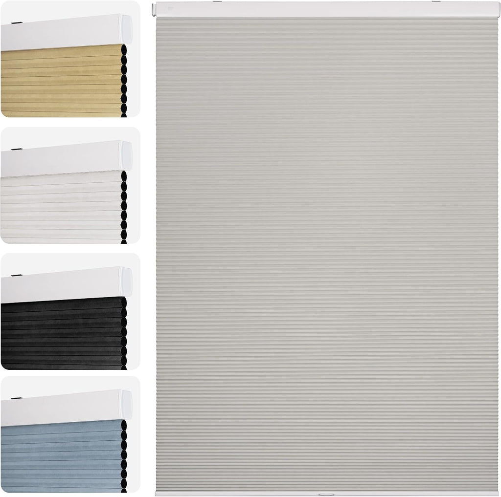 Cordless No Drill Blackout Honeycomb Shades - Thermal Insula - Dark Grey